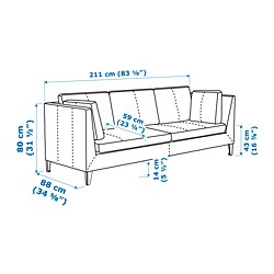 Ilustración de medidas - STOCKHOLM sofá 3 plazas