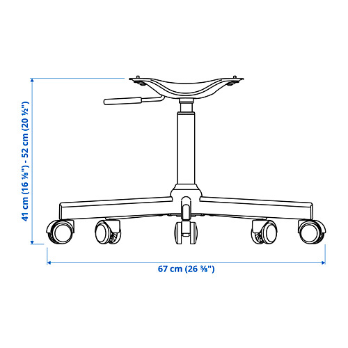 Measurement Illustration - MALSKÄR chair frame, swivel