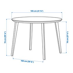 Measurement Illustration - LISABO/LISABO table and 4 chairs