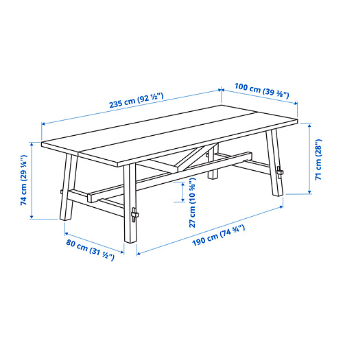 Measurement Illustration - SKOGSTA dining table