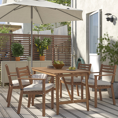 ASKHOLMEN, mesa y 4 sillas con reposabrazos, exterior. 2 de 4 abrir diálogo