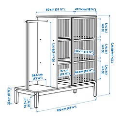 Ilustración de medidas - NORDKISA closet abierto con puerta corrediza
