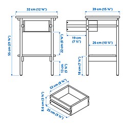 Measurement Illustration - KRONÖREN nightstand