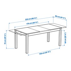 Measurement Illustration - ÅLHULT extendable dining table