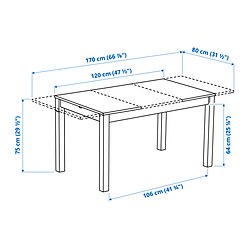 Measurement Illustration - ÅLHULT extendable dining table