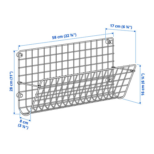 Measurement Illustration - GREJIG wall pocket