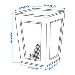Measurement Illustration - DRÖNJÖNS wastepaper basket