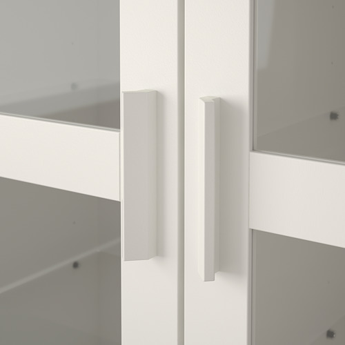 Modern white cabinet with glass doors, offering dust protection and displaying items neatly.