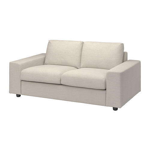 Sofá VIMLE beige claro, diseño contemporáneo, forma cuadrada, tejido suave.