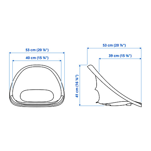 Measurement Illustration - ELDBERGET seat shell