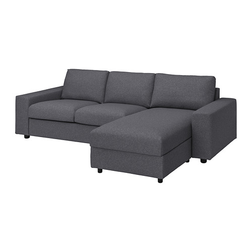 Sofá modular gris VIMLE; Diseño moderno con cojines extraíbles.
