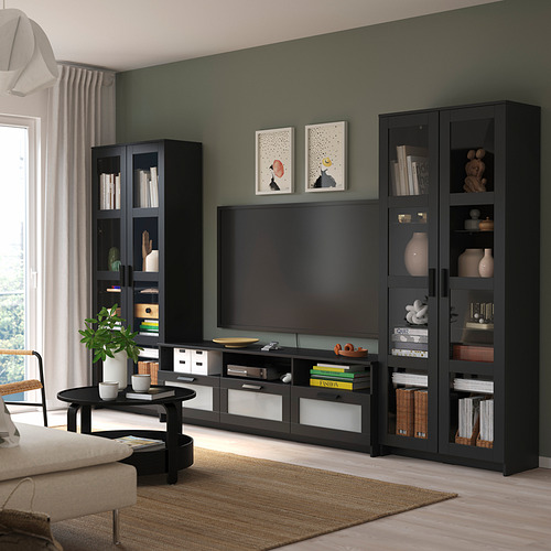 BRIMNES, TV storage combination/glass doors. 2 of 9 open dialog