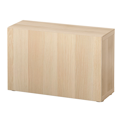 Mueble de almacenaje rectangular BESTÅ de madera clara con tapa plana y laterales lisos.