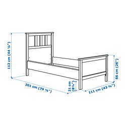 Measurement Illustration - HEMNES bed with mattress Twin
