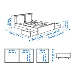 Measurement Illustration - SONGESAND bed Full