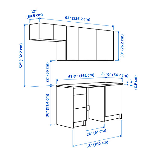 Measurement Illustration - KNOXHULT kitchen