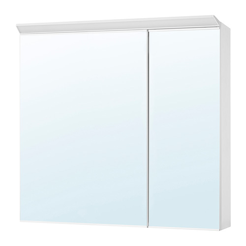 TREASJÖN, mirror cabinet with 2 doors & integrated lighting. 2 of 8 open dialog