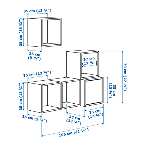 Measurement Illustration - EKET wall mounted cabinet with door