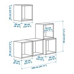 Ilustración de medidas - EKET combinación estanterías de pared