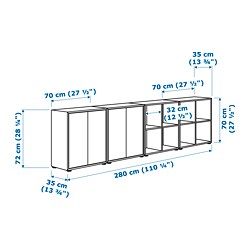 Measurement Illustration - EKET storage cabinet with 4 doors