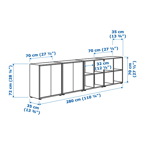 Illustration with measurements for the product: EKET.