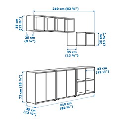 Measurement Illustration - EKET storage cabinet with 4 doors