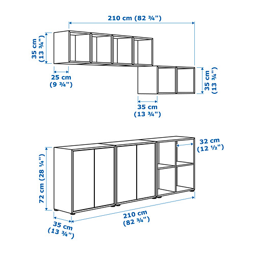 Measurement Illustration - EKET storage cabinet with 4 doors