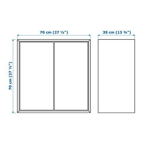 Measurement Illustration - EKET cabinet with 2 doors and shelf