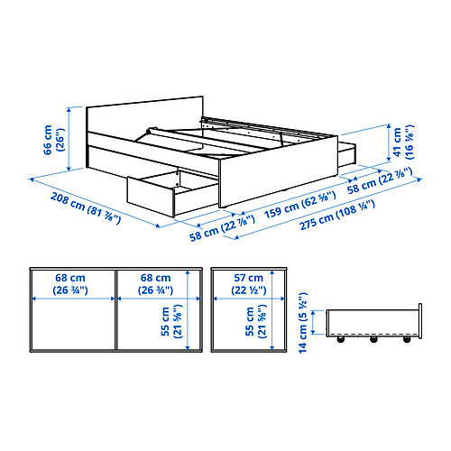 VIHALS, bed frame with 4 storage boxes. 8 of 8 open dialog
