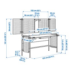 Measurement Illustration - FRÖSKELÅS gaming desk