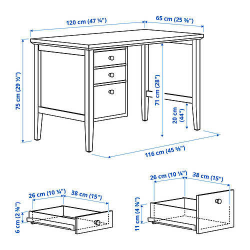Measurement Illustration - GULLABERG/ALEFJÄLL desk and chair