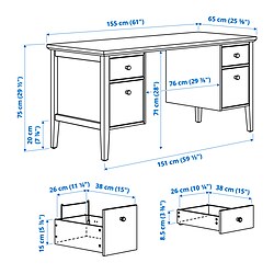 Measurement Illustration - GULLABERG/ALEFJÄLL desk and chair