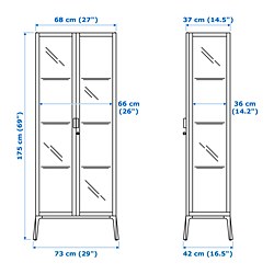 Measurement Illustration - MILSBO glass-door cabinet