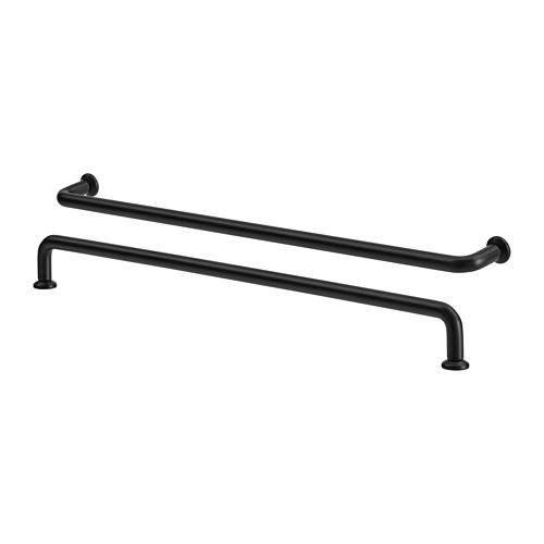 Dos tiradores BAGGANÄS negros en forma de U, elegantes y modernos, diseñados para ebanistería.