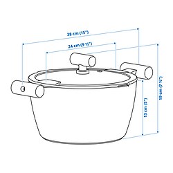 Ilustración de medidas - KLIPPFISK olla con tapa