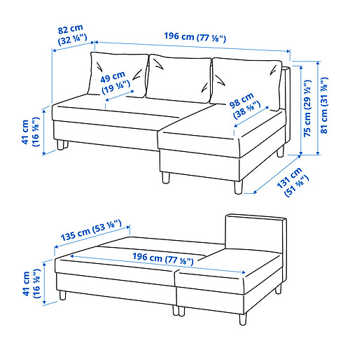 ÄLVDALEN, 3-seat sleeper sofa with chaiselongue. 8 of 8 open dialog