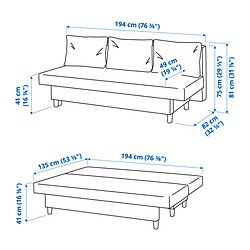 Measurement Illustration - ÄLVDALEN 3-seat sofa-bed