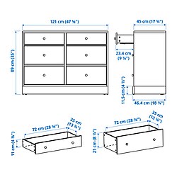 Measurement Illustration - HAVSTA 6-drawer dresser