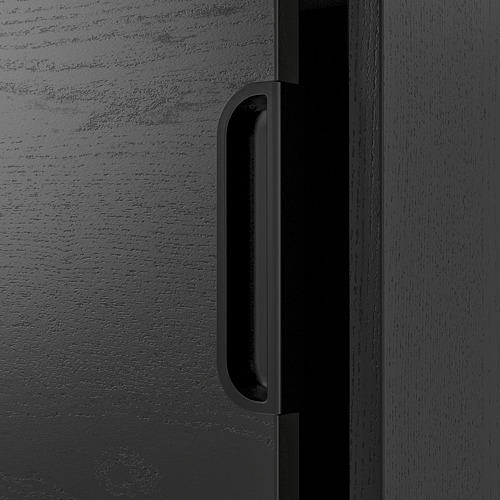 Gabinete negro con manija minimalista, que muestra un diseño elegante y una construcción duradera.