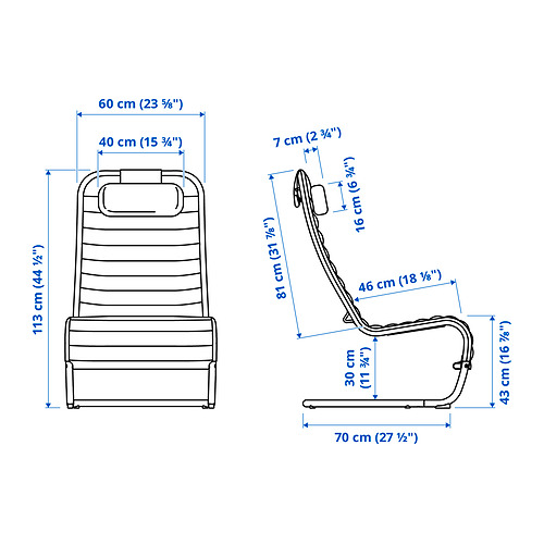 Measurement Illustration - YXSTABY gaming lounge chair