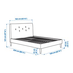 Measurement Illustration - IDANÄS upholstered bed Queen
