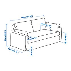 Measurement Illustration - HYLTARP 2-seat sofa