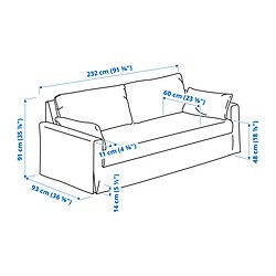 Measurement Illustration - HYLTARP 3-seat sofa