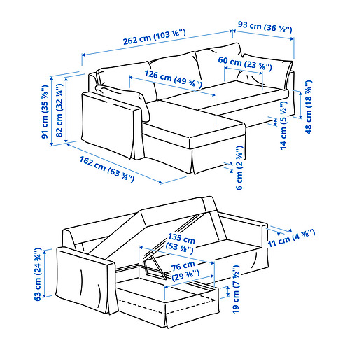 HYLTARP, 3-seat sofa with chaiselongue left. 6 of 6 open dialog