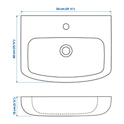 Measurement Illustration - BJÖRKÅN sink with water trap