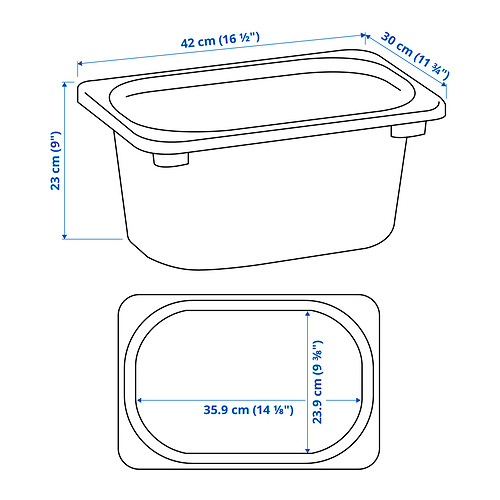 Ilustración con medidas del producto: TROFAST.
