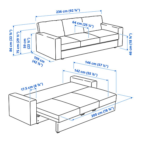 BÅRSLÖV, 3-seat sofa-bed. 7 of 8 open dialog