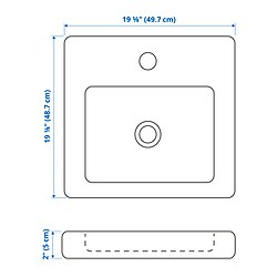 Measurement Illustration - TVÄLLEN sink with water trap
