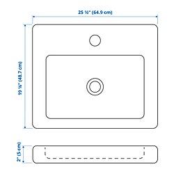 Measurement Illustration - TVÄLLEN sink with water trap