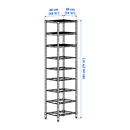 Measurement Illustration - OMAR shelving unit